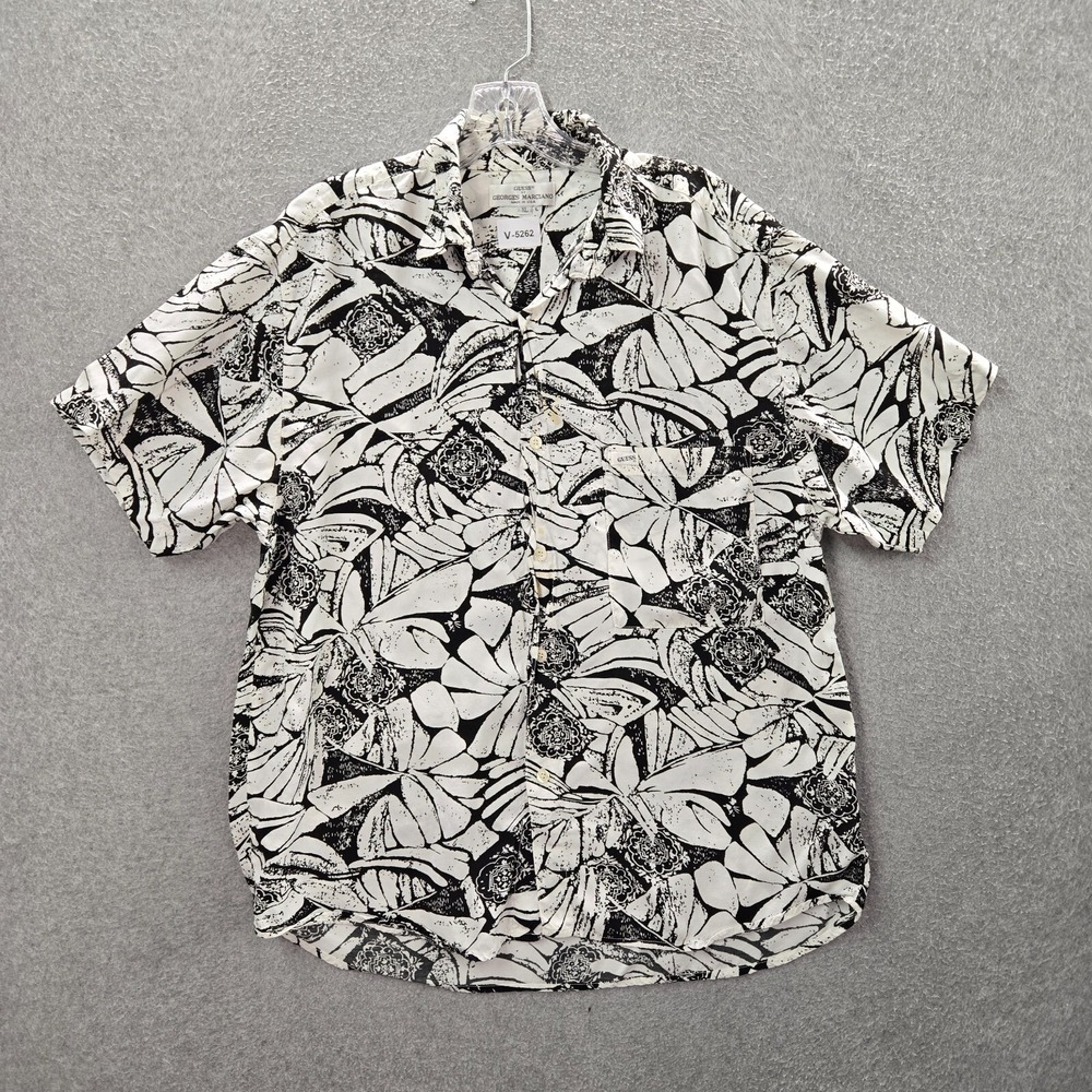 VINTAGE Guess Georges Maciano Men Button Up Shirt Floral Hawaiian 90s USA READ